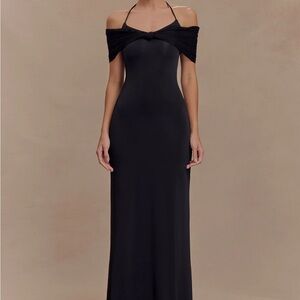 Elegant Black Off-Shoulder Dress by Meshki